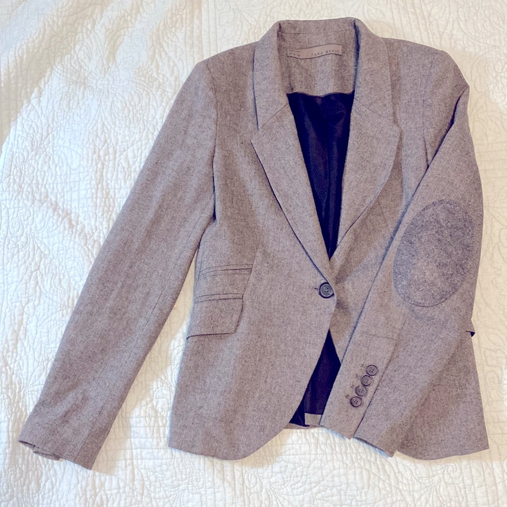 Zara gray one-button blazer Size S